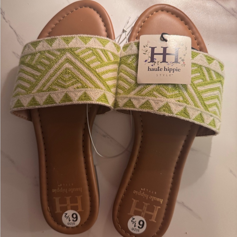 Haute Hippie Green Patterned Sandals